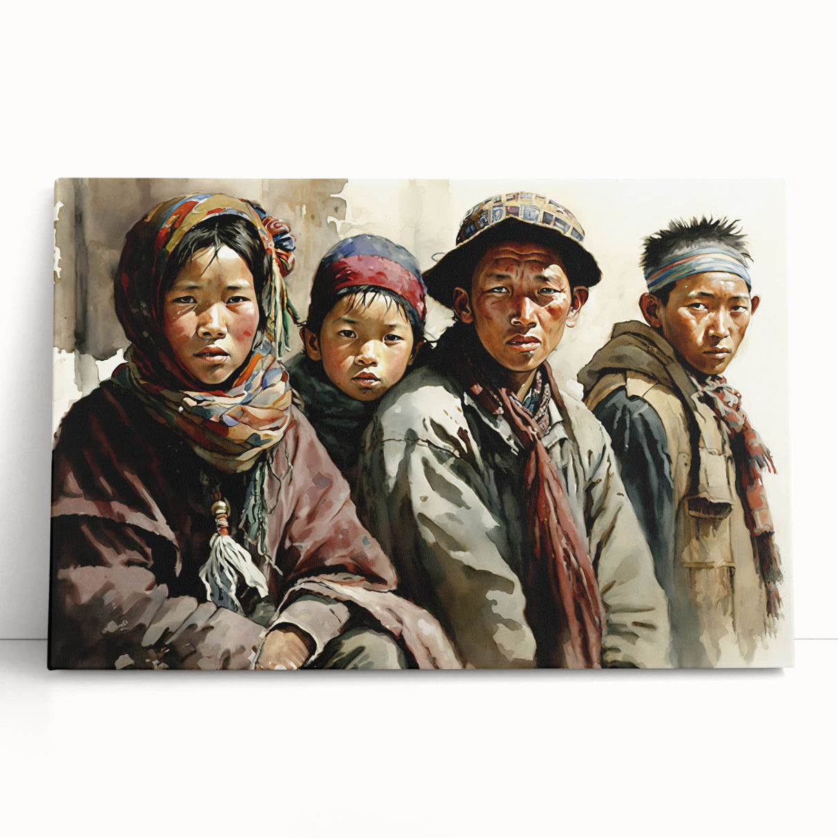 Monochrome stretched canvas of Tibetan landscape, ideal for kitchen wall art or bedroom ambiance.