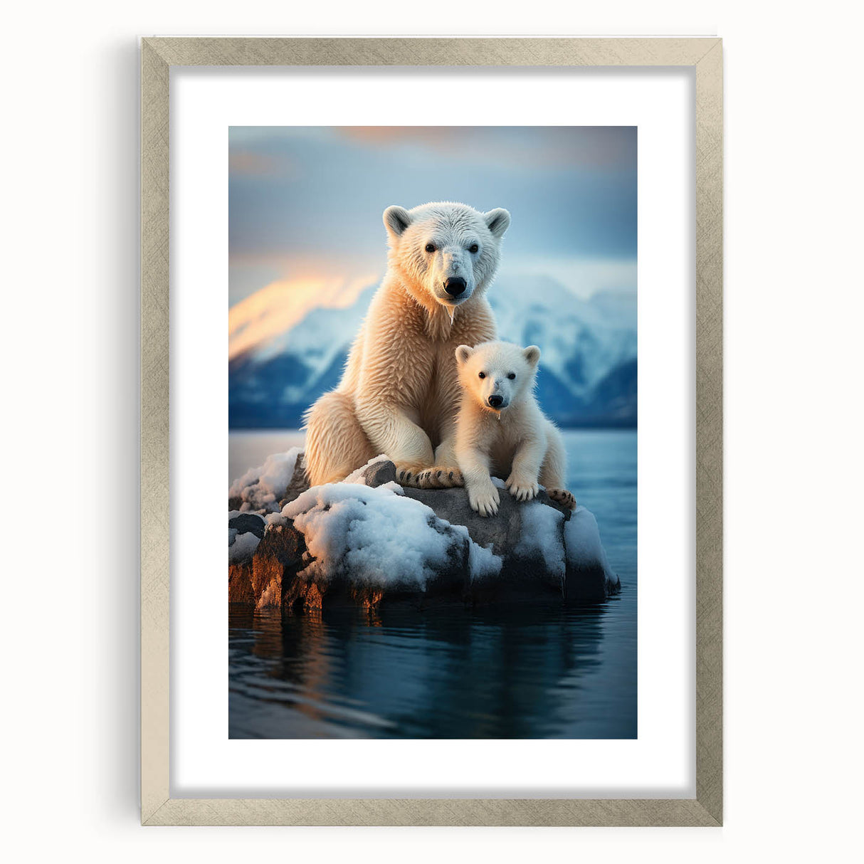 Abstract art print of Manitoba scenery in silver frame with mat, featuring muted earth tones, ideal for dining room decor.