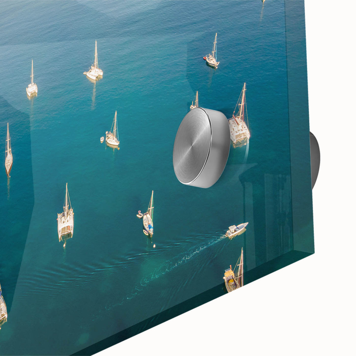 Large abstract wall art print featuring a Caribbean Martinique scenery on acrylic glass, ideal for dining room decor.