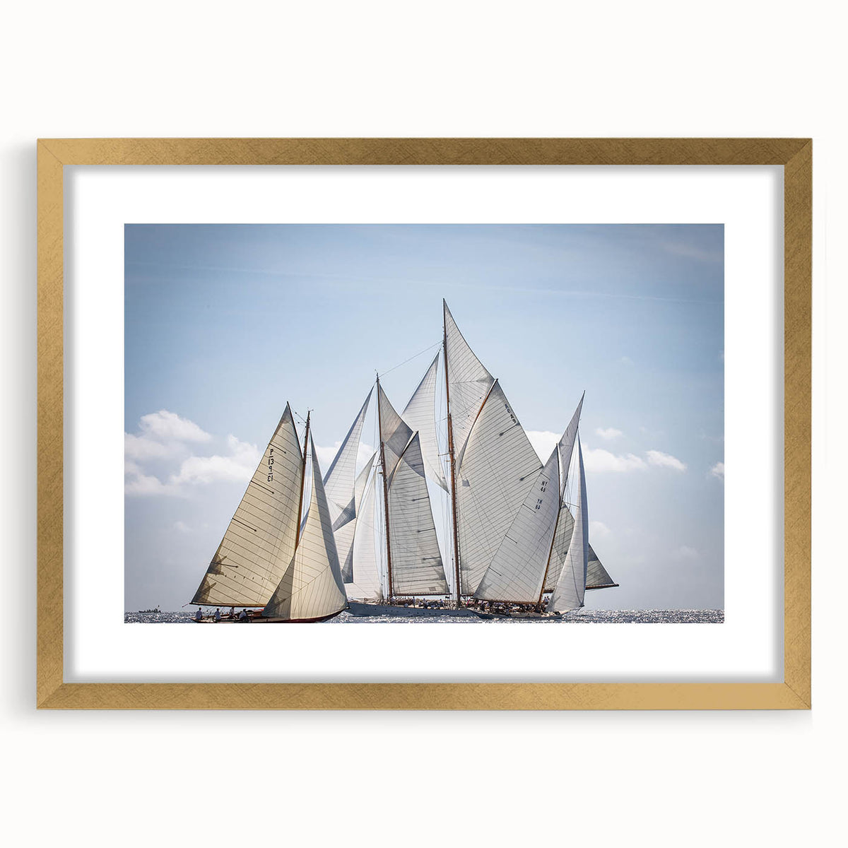 Abstract art print of a Southern France landscape in muted earth tones, framed in gold, ideal for dining room decor.