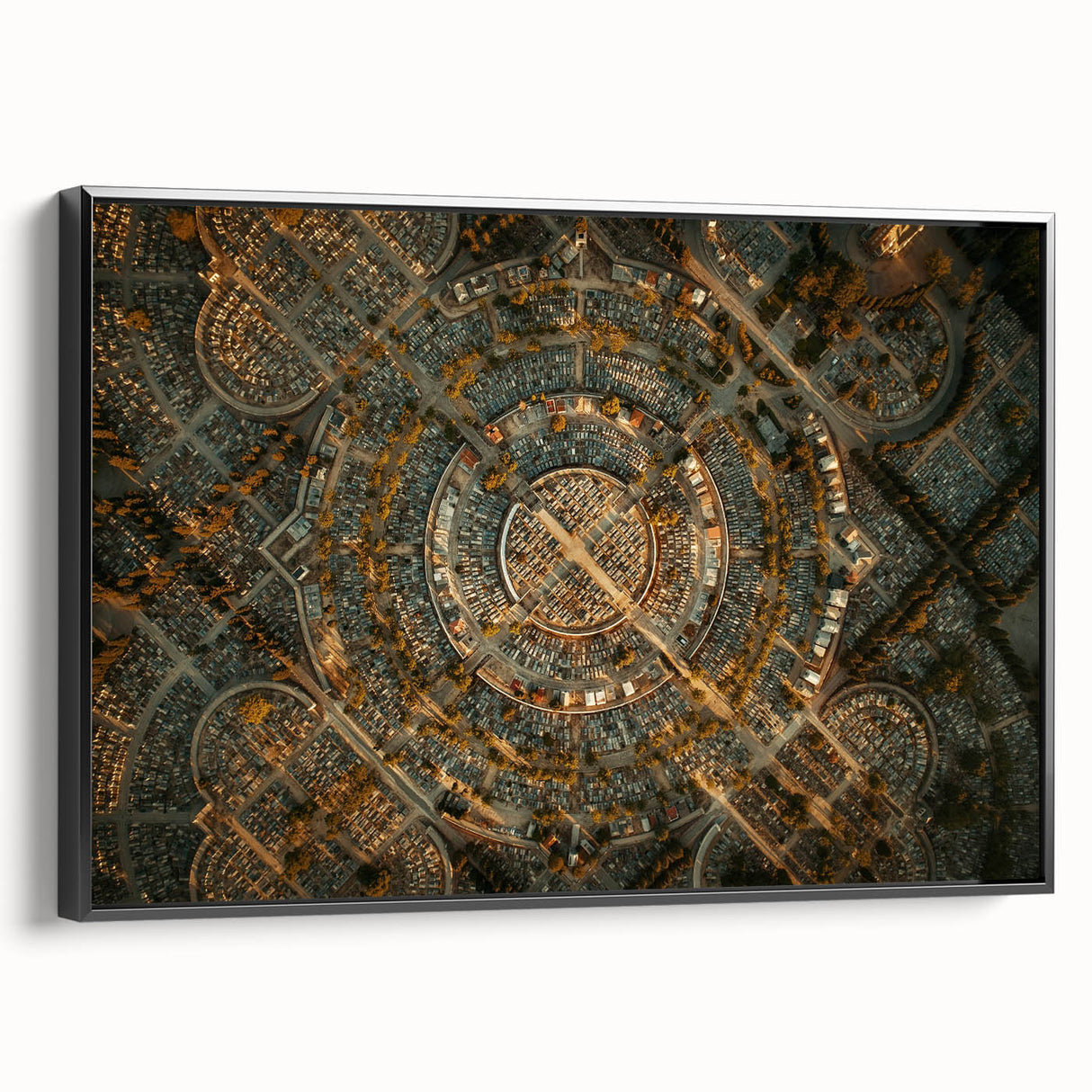 Black and white framed canvas featuring a vintage-style landscape of Madrid, ideal for bedroom wall decor.