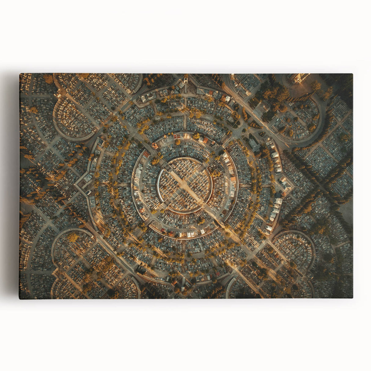 Black and white large art print of Madrid scenery on stretched canvas, suitable for kitchen wall art.