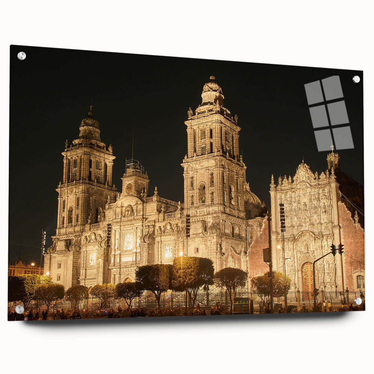 Acrylic print of Mexico City scenery in vibrant hues, suitable for bedroom or dining room decor.