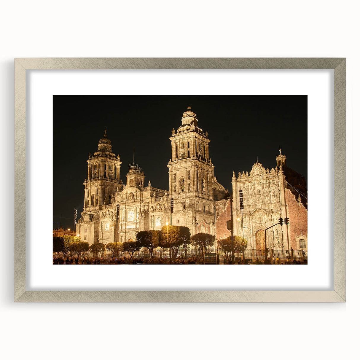 Textured abstract art print of Mexico City in muted earth tones on a framed canvas, suitable for bedroom decor.