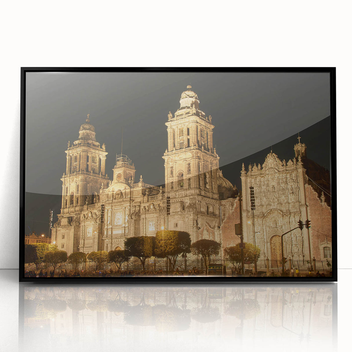 Large abstract wall art featuring a stylized Mexico City scenery in muted earth tones on a framed acrylic print.