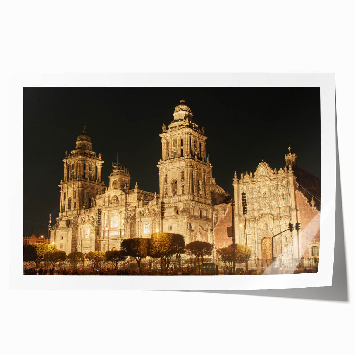 Extra large rolled print of Mexico City scenery with vibrant green and blue tones, ideal for art wall dining room.