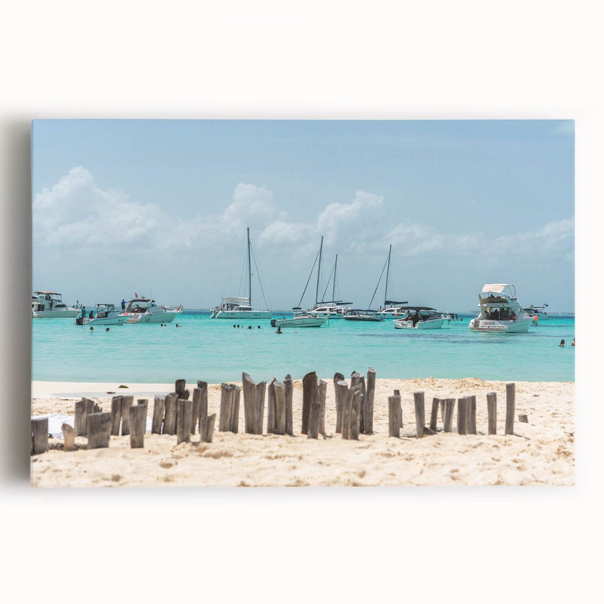 Black and white stretched canvas of Quintana Roo scenery, ideal for kitchen art.