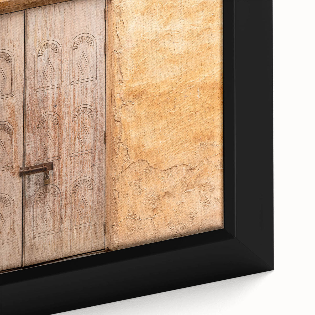 Extra large framed canvas featuring a textured depiction of Dubai's skyline in black with vibrant colorful accents.
