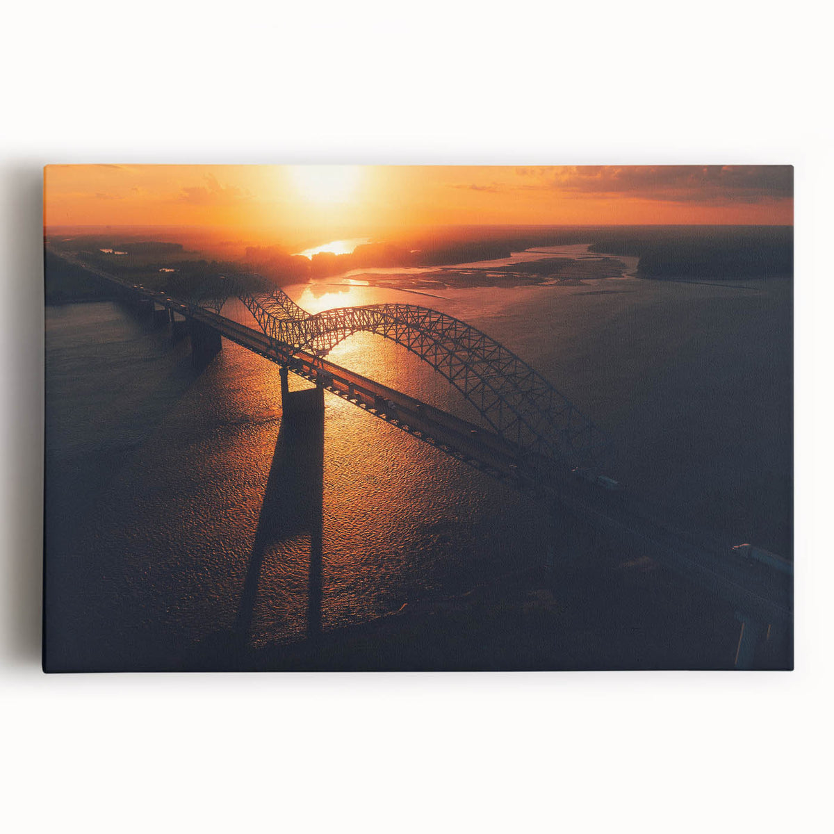 Black and white stretched canvas of Arkansas scenery, ideal for kitchen wall art.