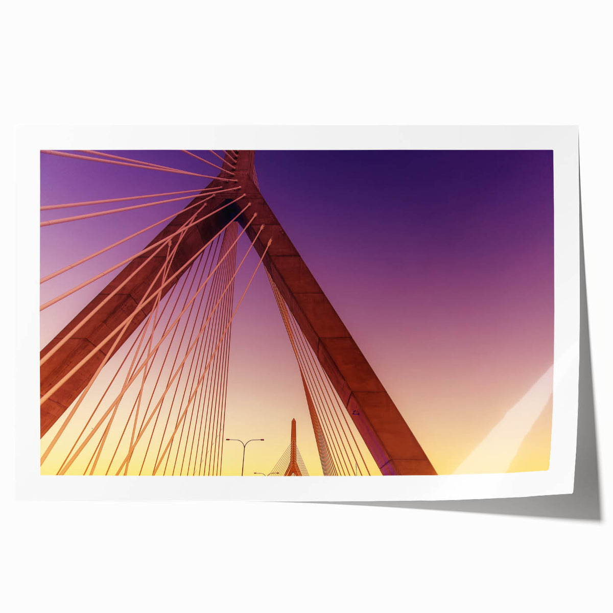 Extra large rolled print of Boston skyline in muted gray tones, ideal for art wall dining room.