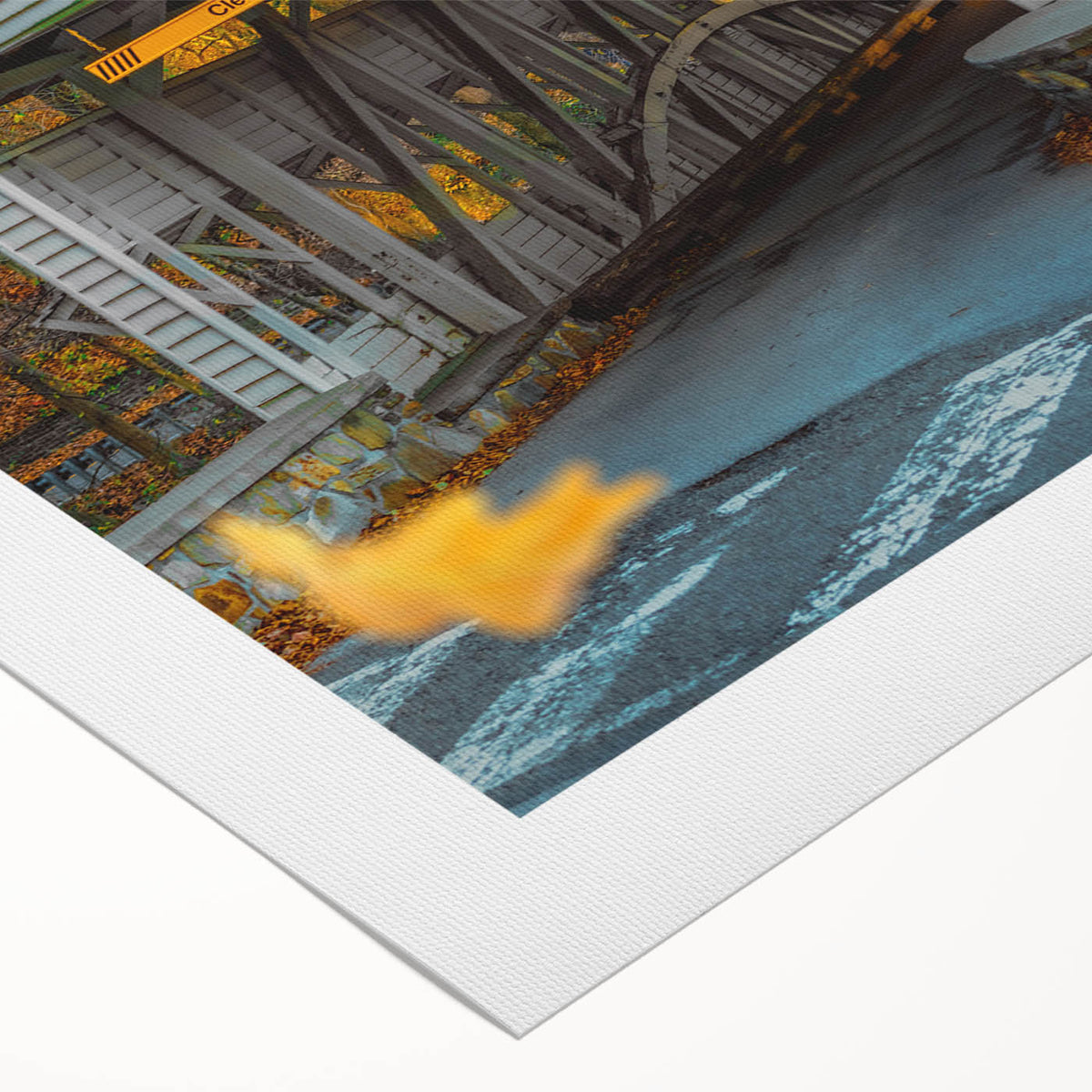 Art deco poster featuring the Pennsylvania scenery in soft earth tones on a rolled canvas, suitable for dining room decor.