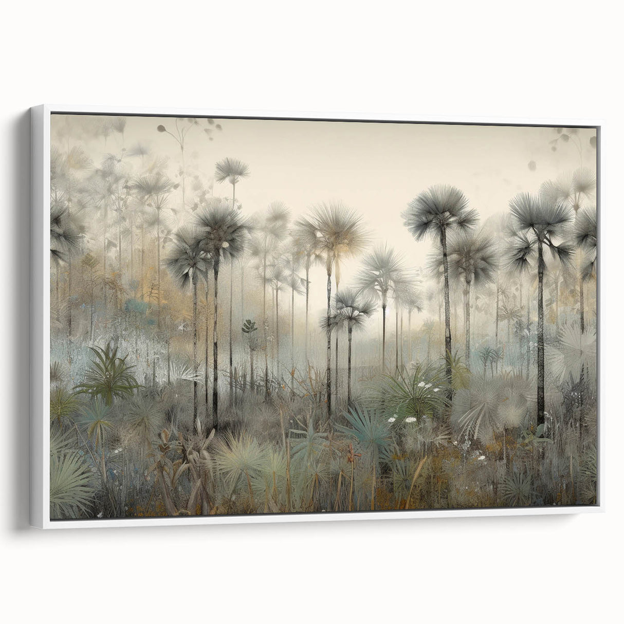 Framed abstract landscape wall art featuring vibrant colors and dynamic brush strokes, displayed from a white side view, perfect for modern home decor.