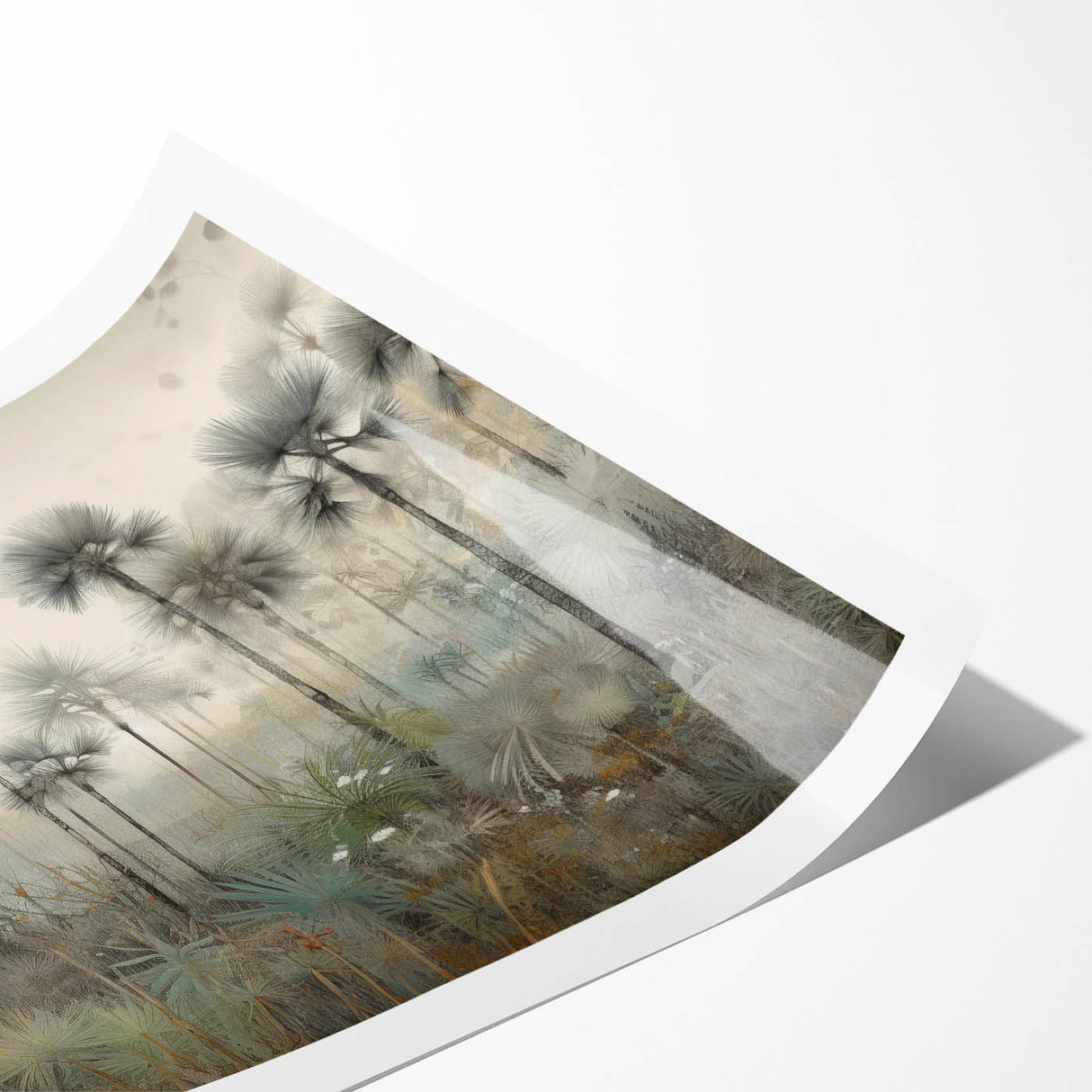 Abstract landscape wall art print showcasing vibrant colors and dynamic shapes, rolled and ready for display, perfect for modern interior decor.