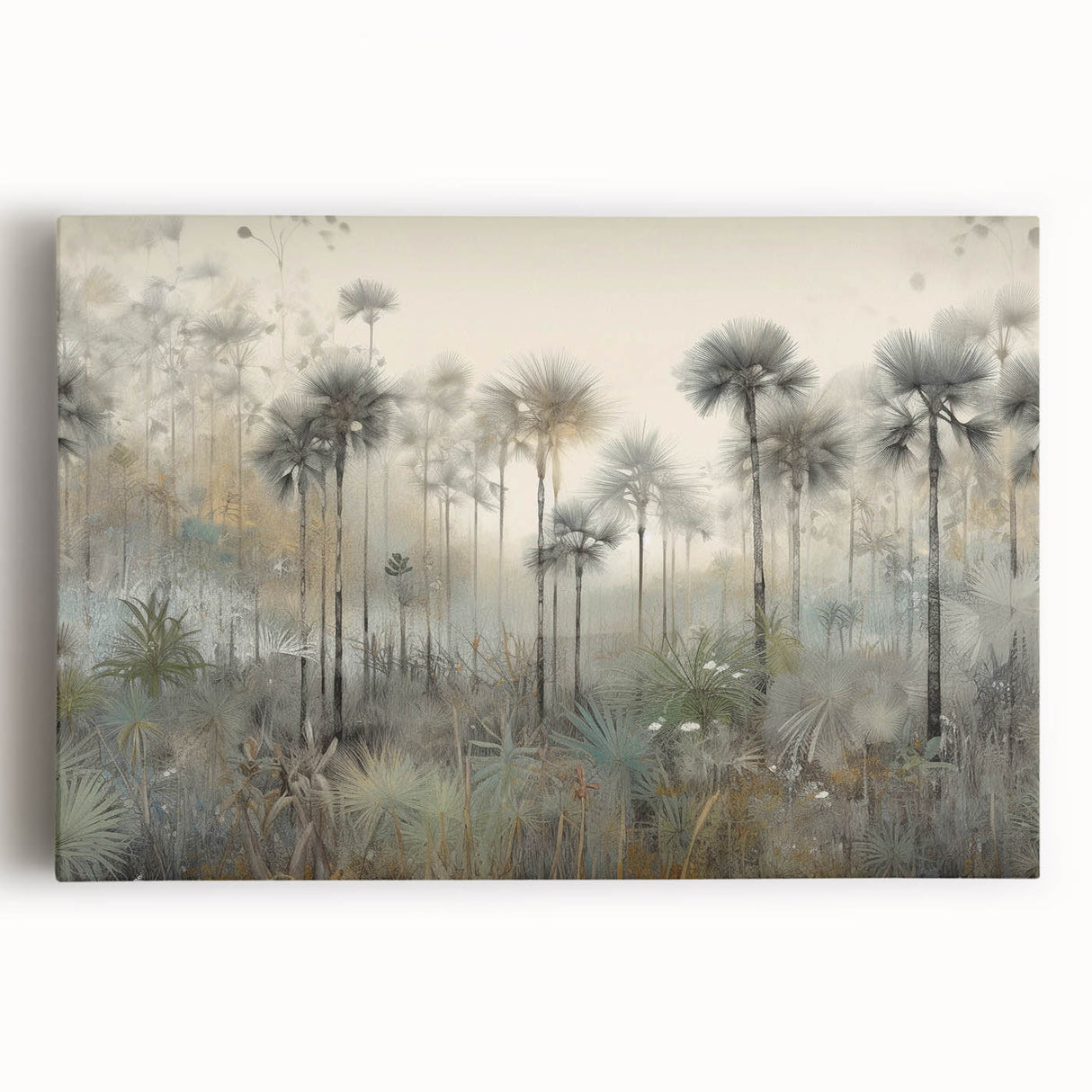 Abstract landscape wall art featuring vibrant colors and textured brush strokes on a stretched canvas, ideal for modern home decor. Perfect for creating an artistic focal point in any room.