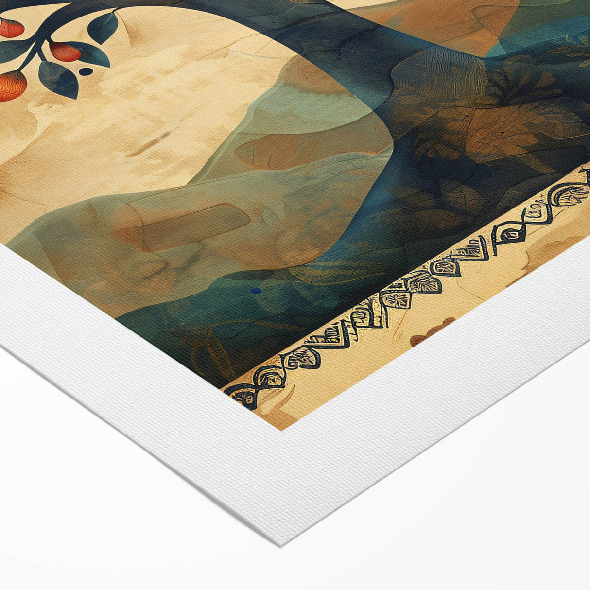 Abstract floral wall art on rolled canvas showcases vibrant hues of blue, pink, and gold, featuring intricate designs that enhance modern decor. Ideal for stylish home or office settings.