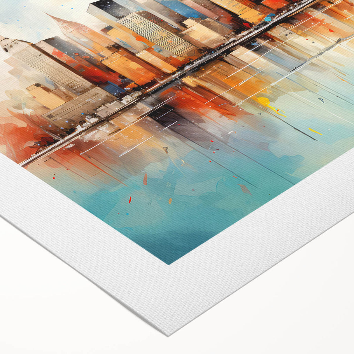 Abstract landscape wall art on rolled canvas, featuring vibrant colors and fluid shapes, ideal for modern home decor. Packaged securely in a protective tube.