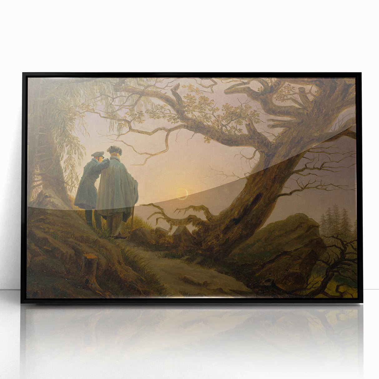 Romanticism Art - Two Men Contemplating the Moon - Classic Nightscape