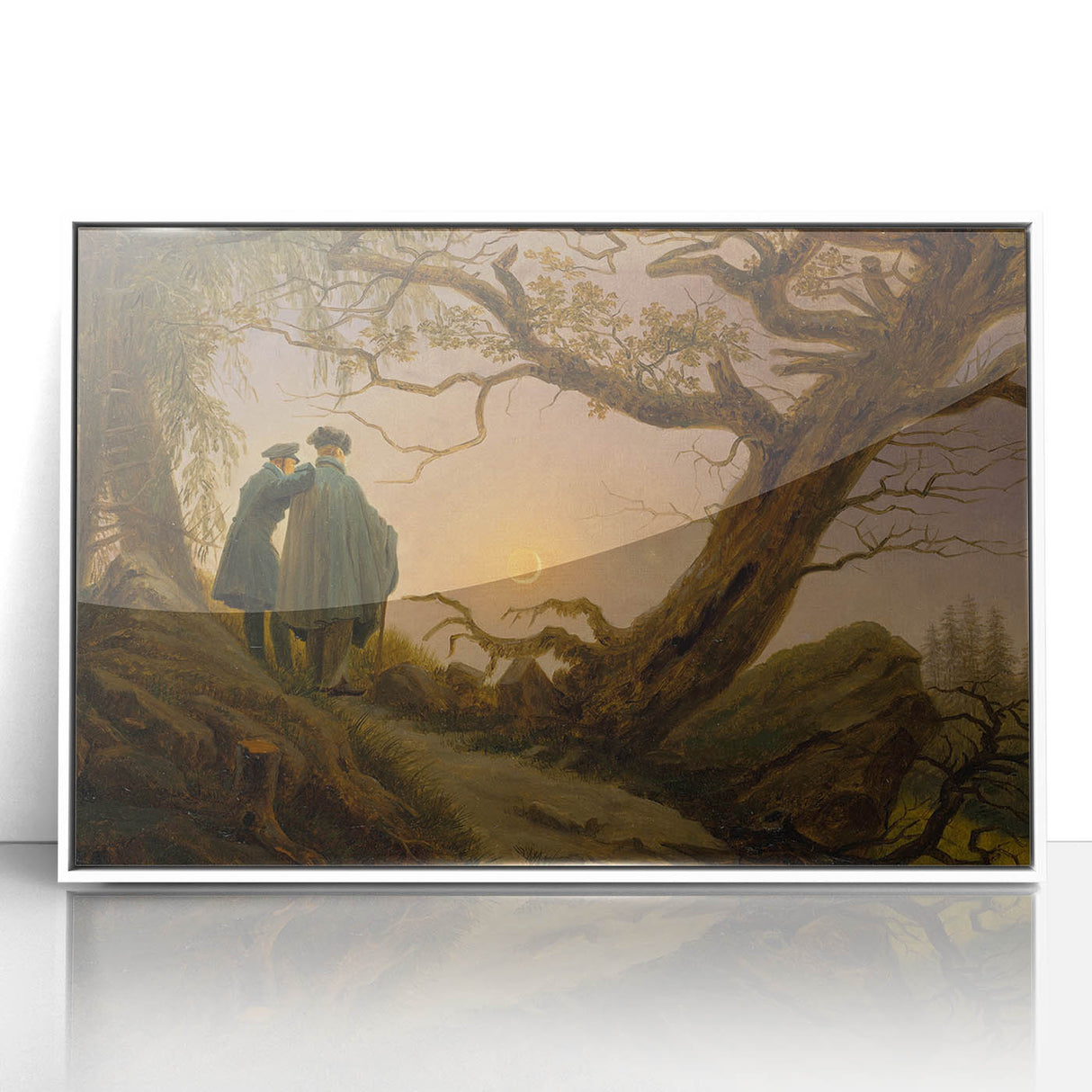 Romanticism Art - Two Men Contemplating the Moon - Classic Nightscape