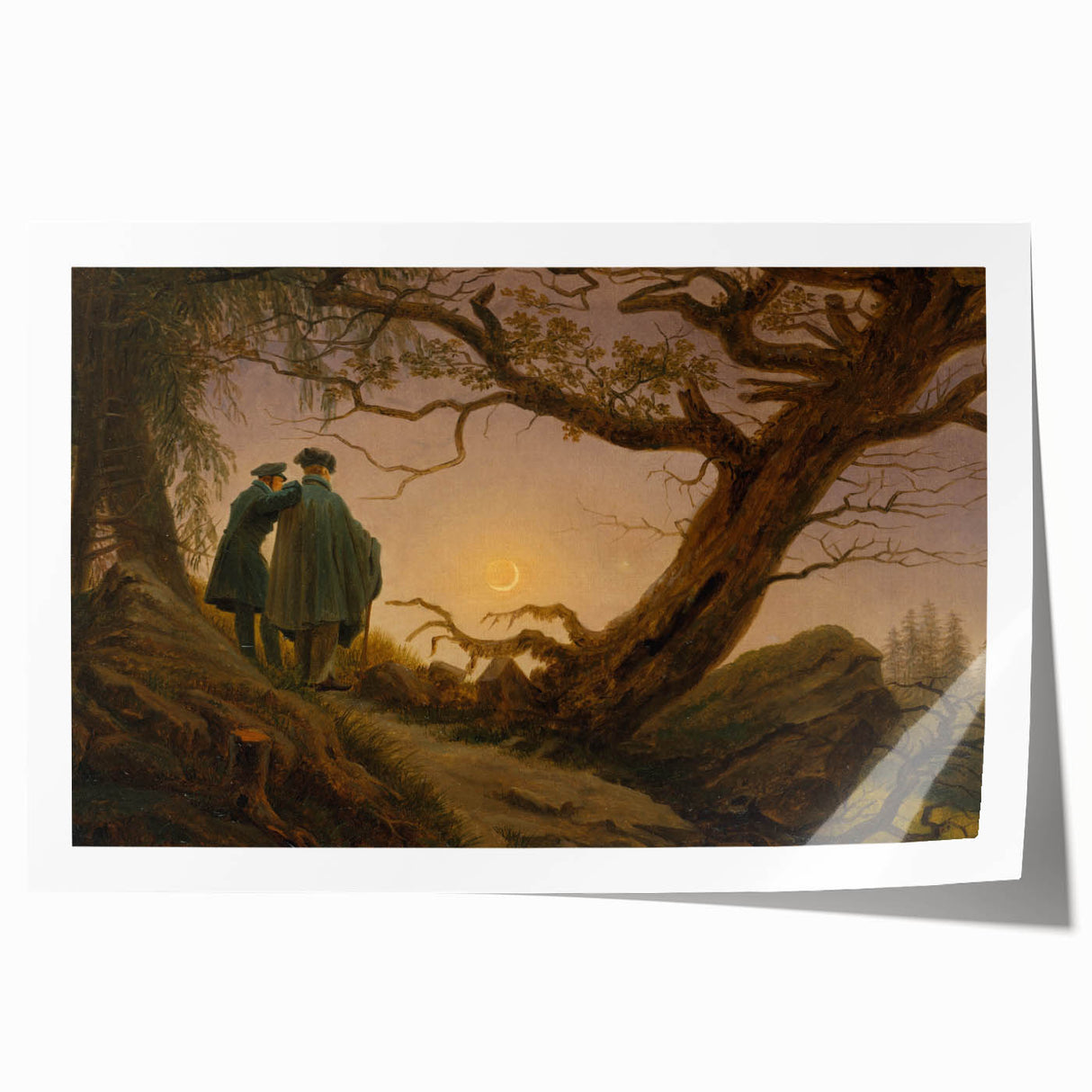 Romanticism Art - Two Men Contemplating the Moon - Classic Nightscape