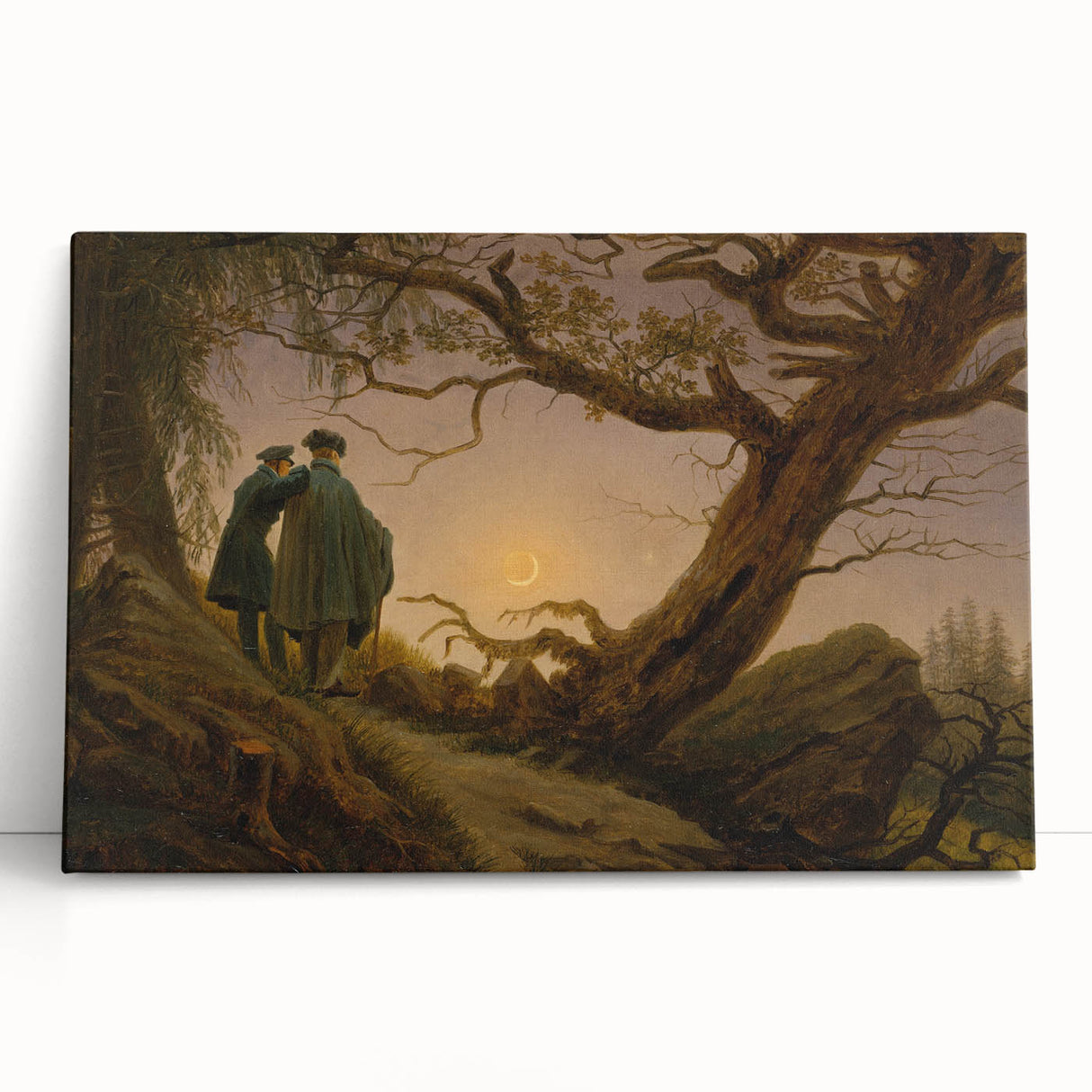 Romanticism Art - Two Men Contemplating the Moon - Classic Nightscape