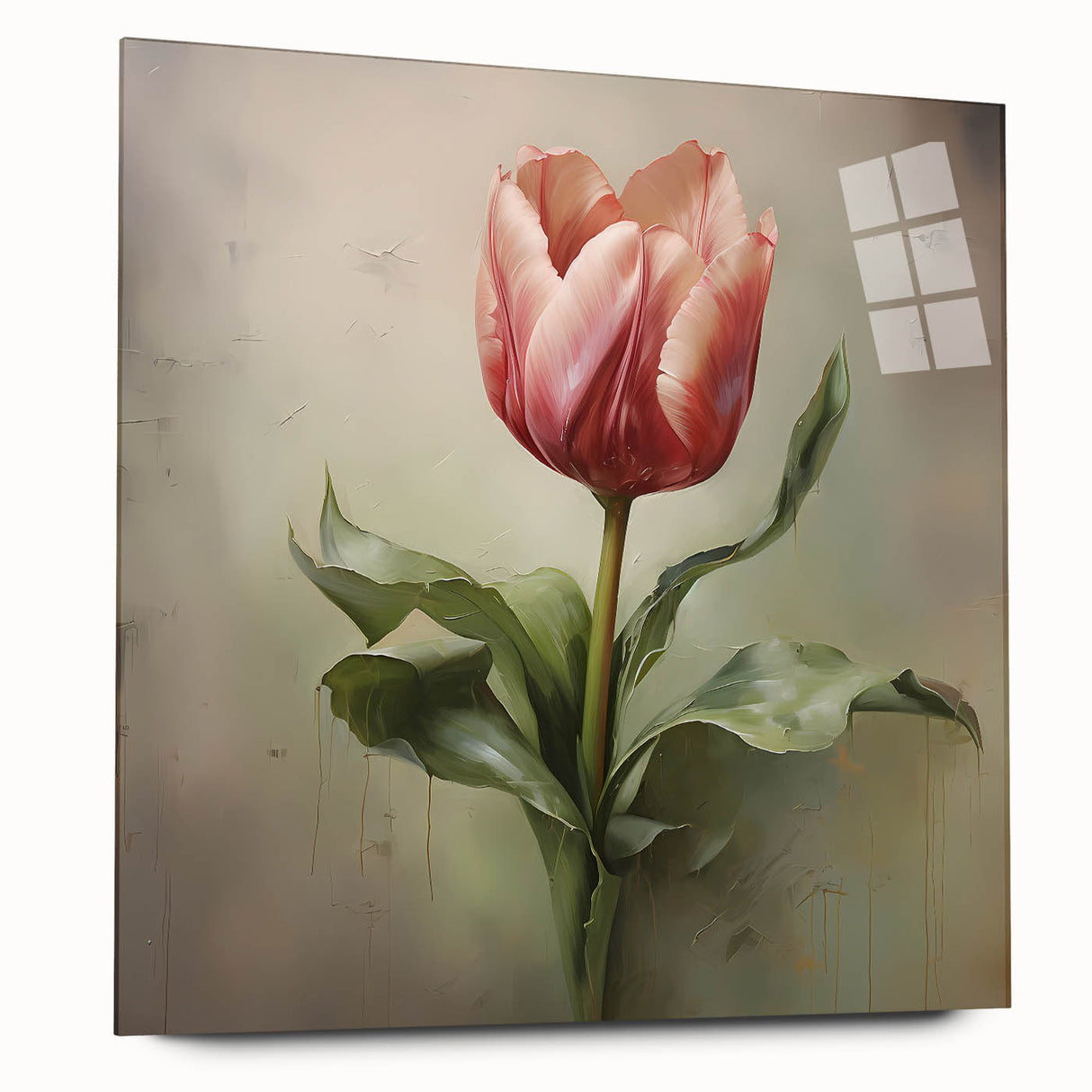 Abstract floral wall art displayed in a sleek acrylic frame, showcasing vibrant colors and intricate patterns, ideal for modern home decor. Perfect for adding a touch of elegance to any living space.