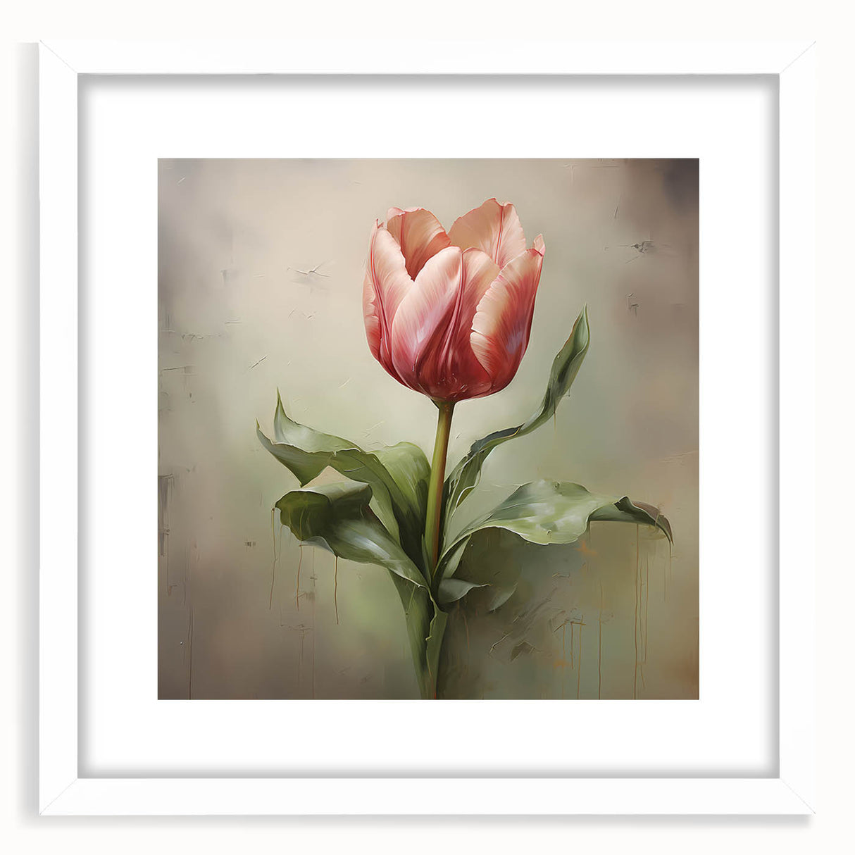 Abstract floral wall art framed with a white mat, showcasing vibrant colors and intricate designs, perfect for modern home decor and artistic enhancement.