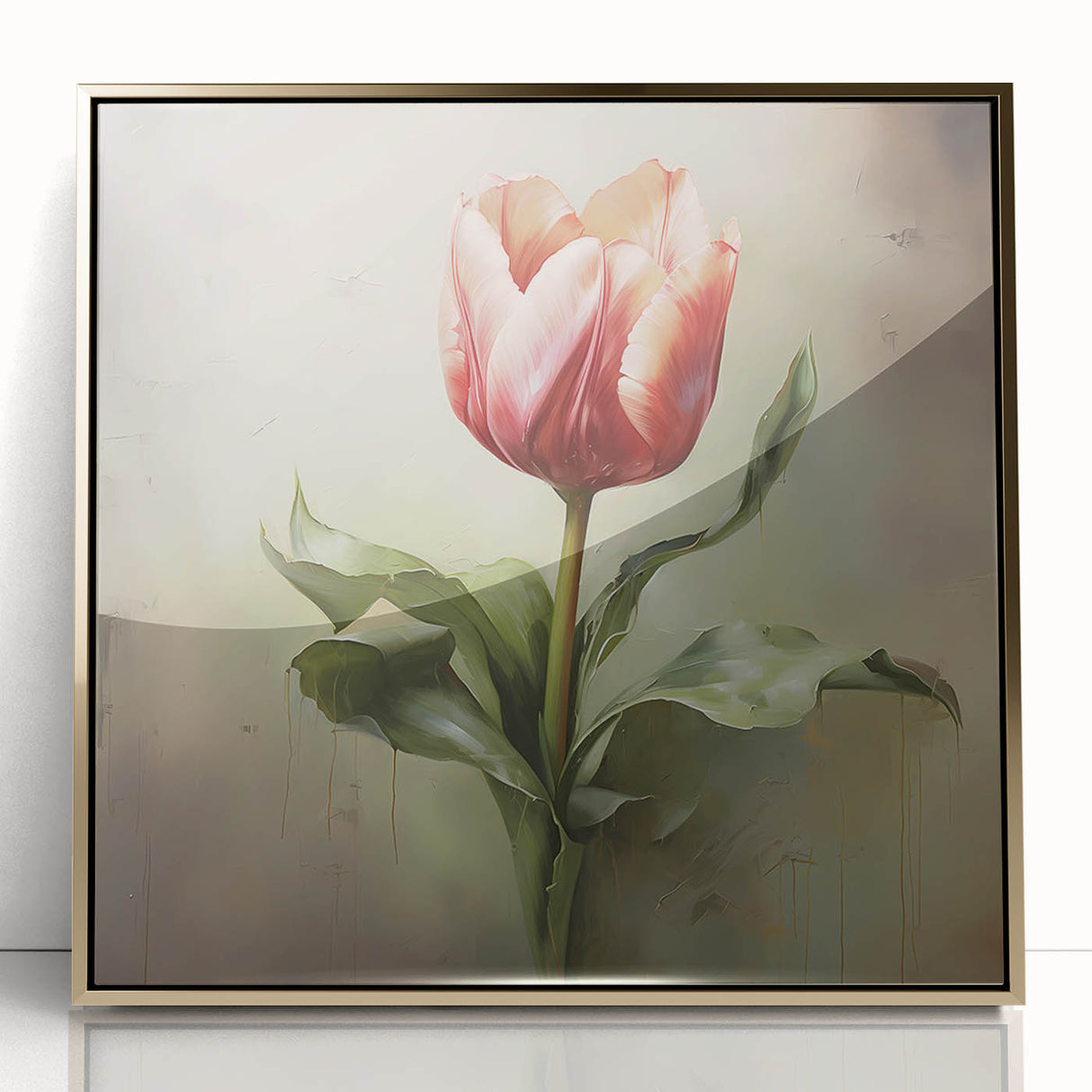 Framed acrylic wall art featuring abstract floral designs in vibrant colors with a gold frame, ideal for modern home decor and artistic accents.