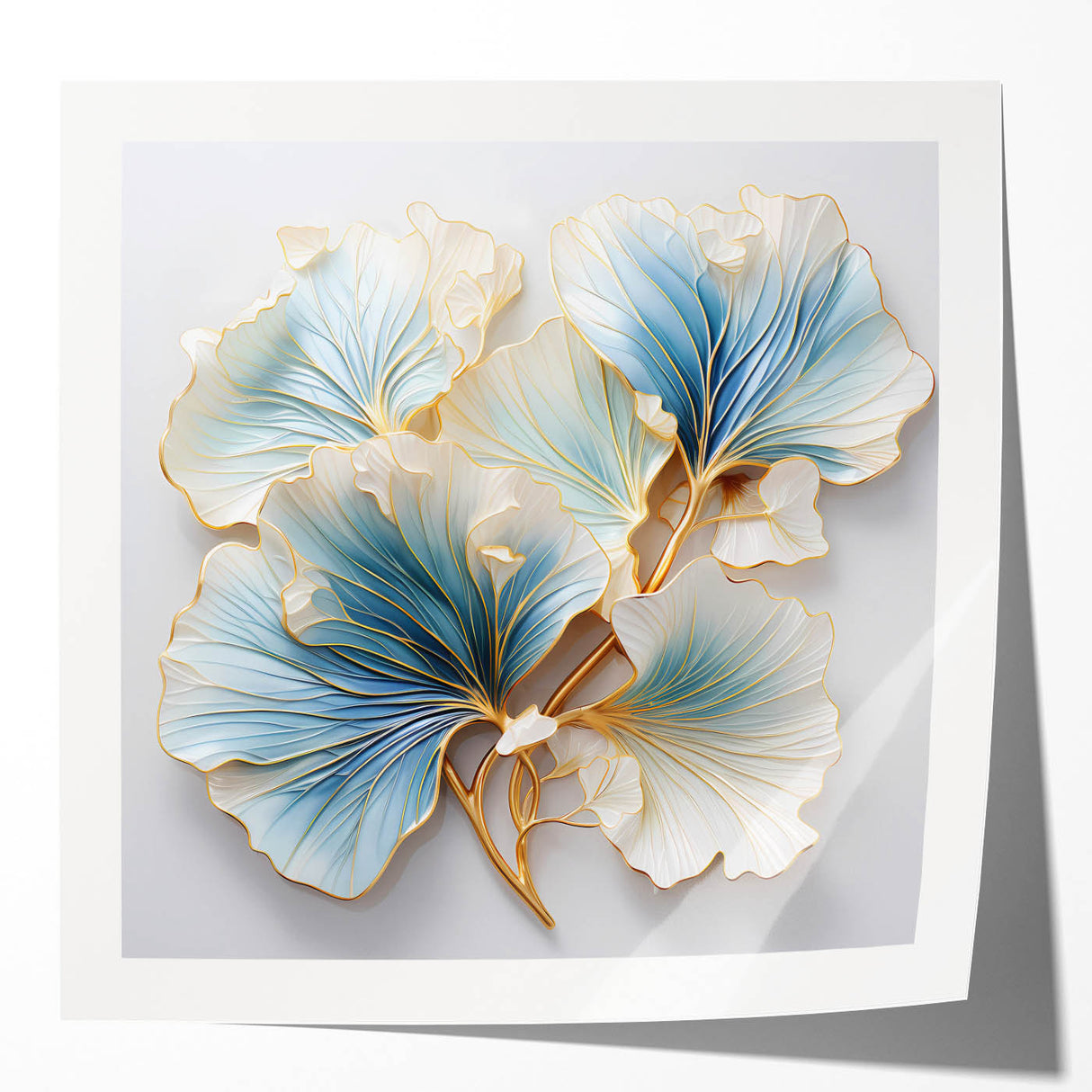 Abstract floral wall art print showcasing vibrant colors and intricate designs, elegantly displayed in a glossy finish, perfect for home decor enhancement.