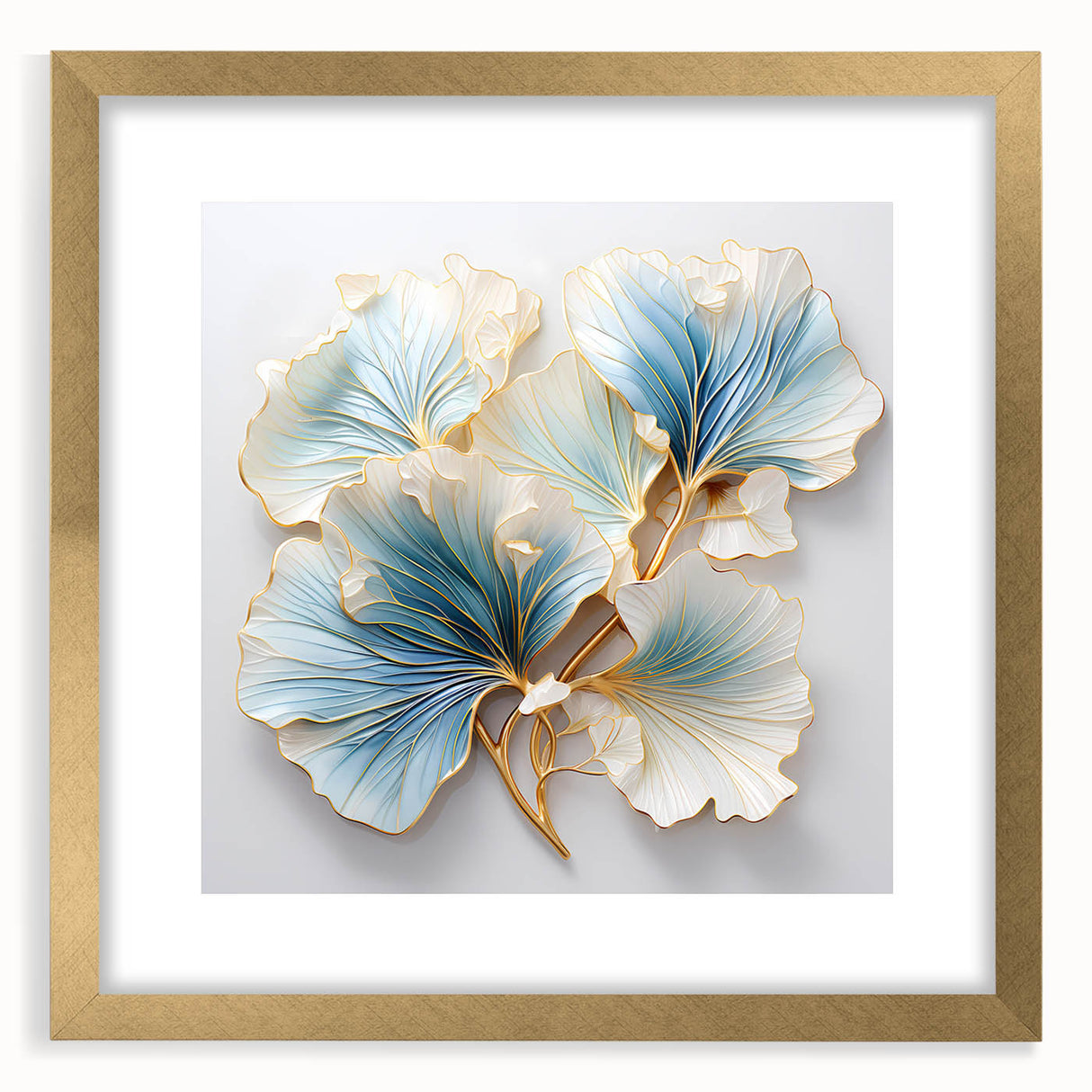 Abstract floral wall art framed in gold with a white mat, showcasing vibrant colors and intricate patterns, ideal for modern home decor and interior design.