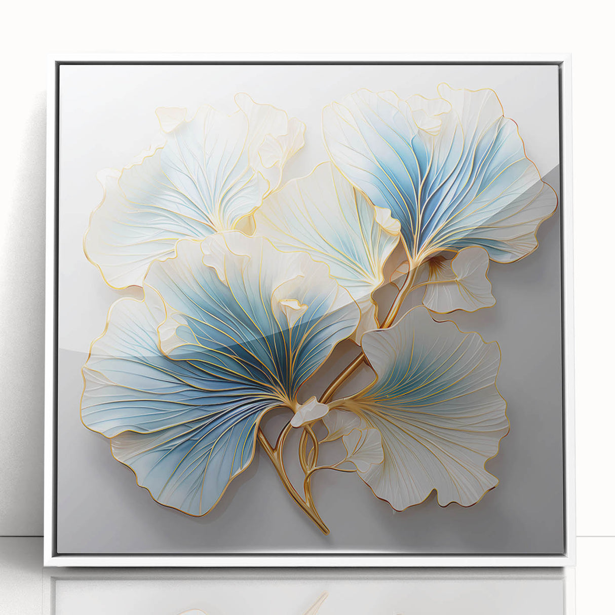Framed acrylic wall art showcasing an abstract floral design in vibrant colors, set against a white background, perfect for modern home decor enhancement.