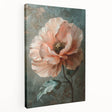 Abstract floral wall art on stretched canvas showcases vibrant colors and intricate patterns, perfect for modern home decor. Side view highlights its depth and texture.