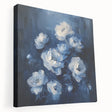 Stretched canvas wall art showcasing an abstract floral design in vibrant colors, viewed from the side to highlight its depth and texture, perfect for modern home decor.