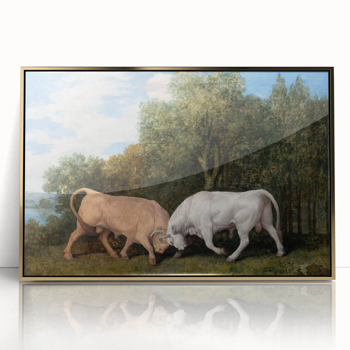 Bulls Fighting by George Stubbs - Romanticism Art Print on Canvas