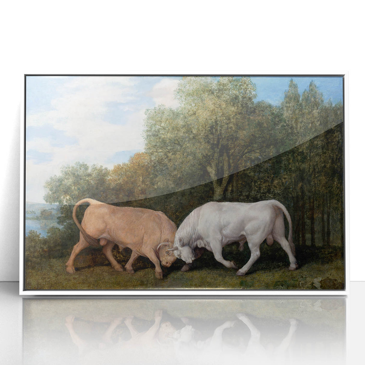 Bulls Fighting by George Stubbs - Romanticism Art Print on Canvas