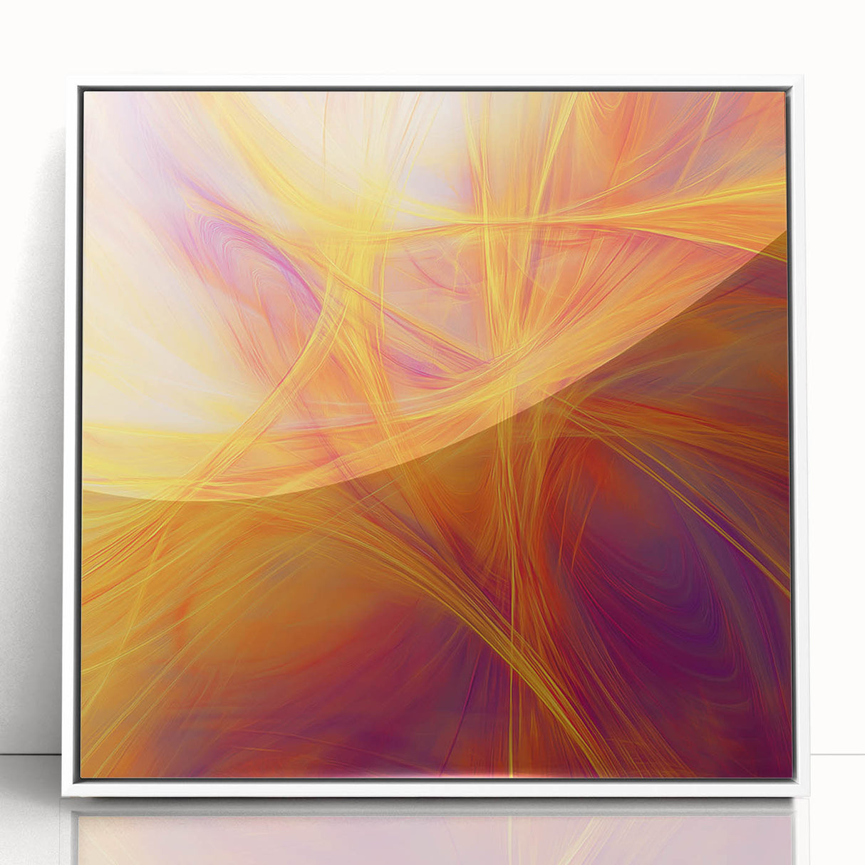Colorful Abstract Wall Art – Yellow, Orange, and Violet Light Flow