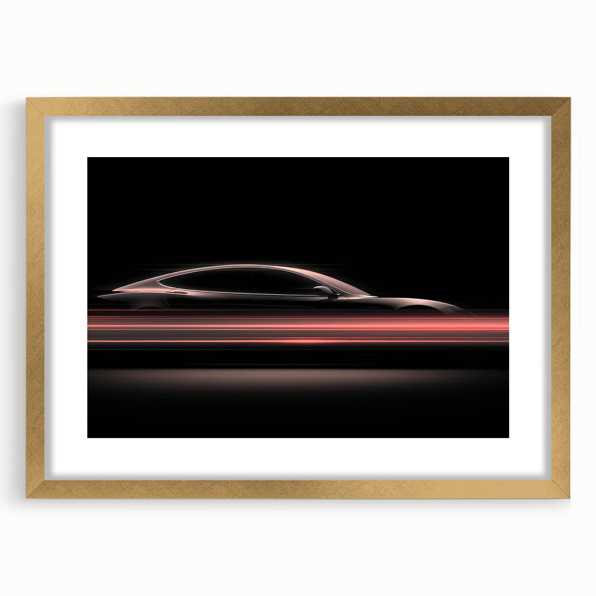 Futuristic Car Silhouette Wall Art – Dynamic Red Motion Photography