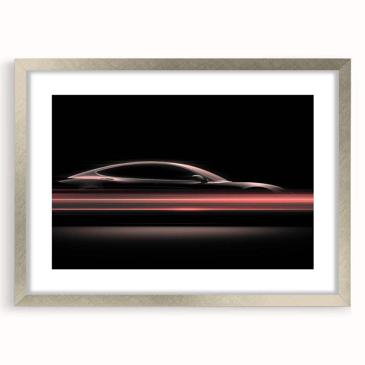 Futuristic Car Silhouette Wall Art – Dynamic Red Motion Photography