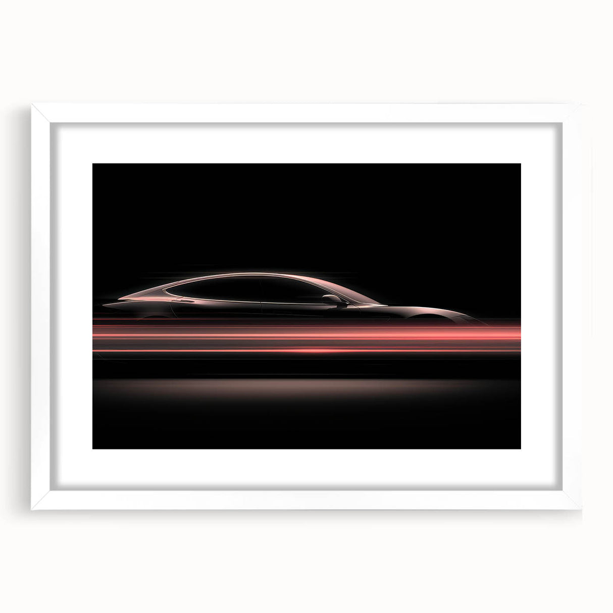 Futuristic Car Silhouette Wall Art – Dynamic Red Motion Photography