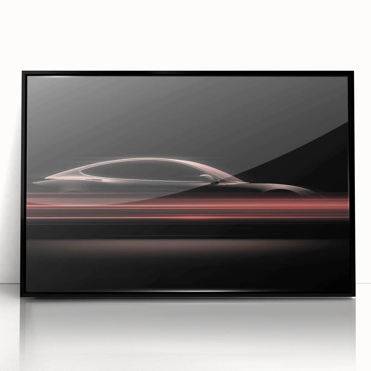 Futuristic Car Silhouette Wall Art – Dynamic Red Motion Photography
