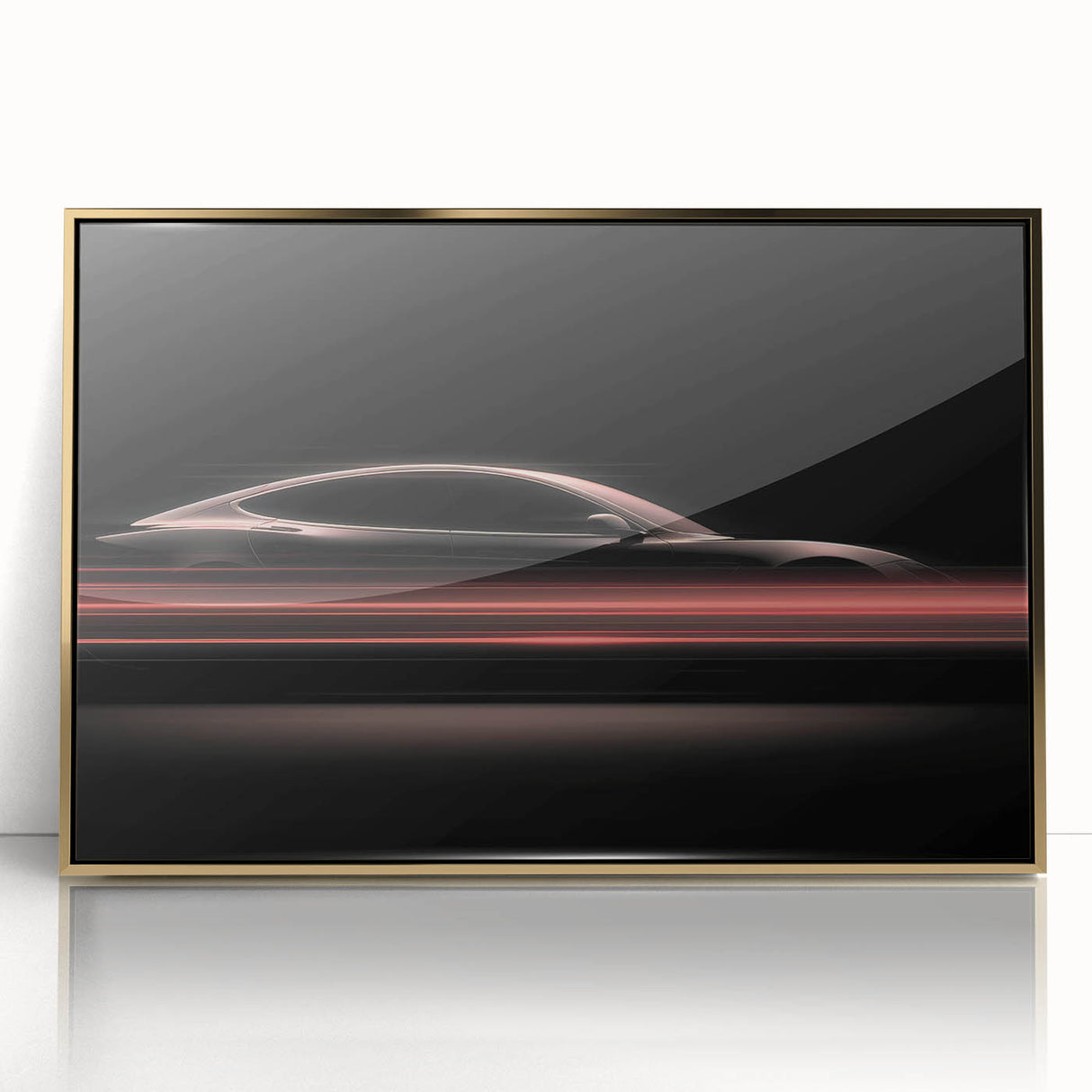 Futuristic Car Silhouette Wall Art – Dynamic Red Motion Photography