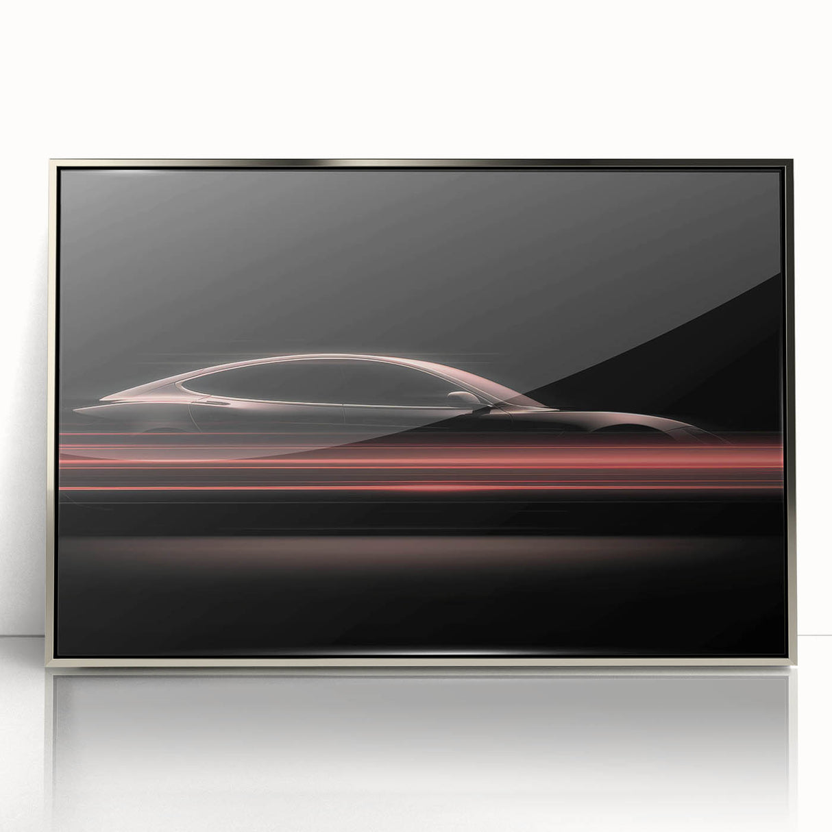 Futuristic Car Silhouette Wall Art – Dynamic Red Motion Photography