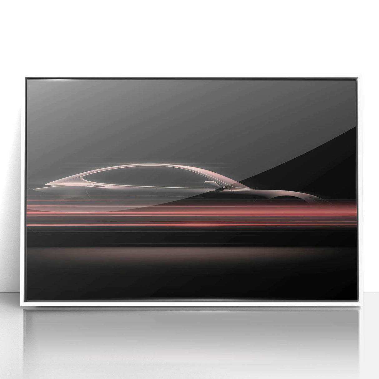 Futuristic Car Silhouette Wall Art – Dynamic Red Motion Photography