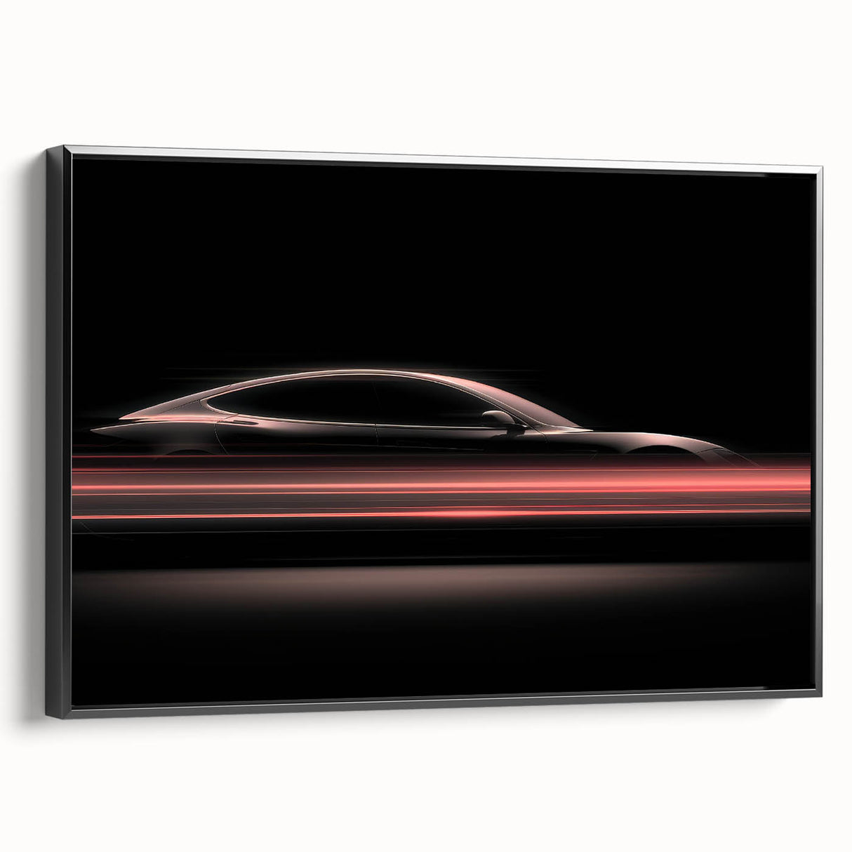 Futuristic Car Silhouette Wall Art – Dynamic Red Motion Photography