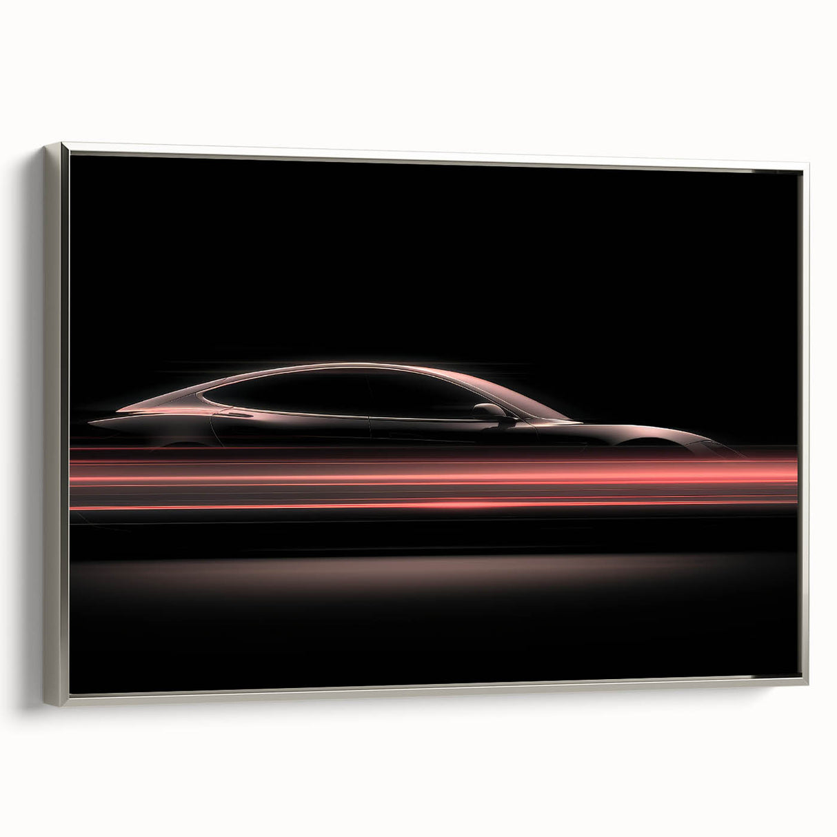 Futuristic Car Silhouette Wall Art – Dynamic Red Motion Photography