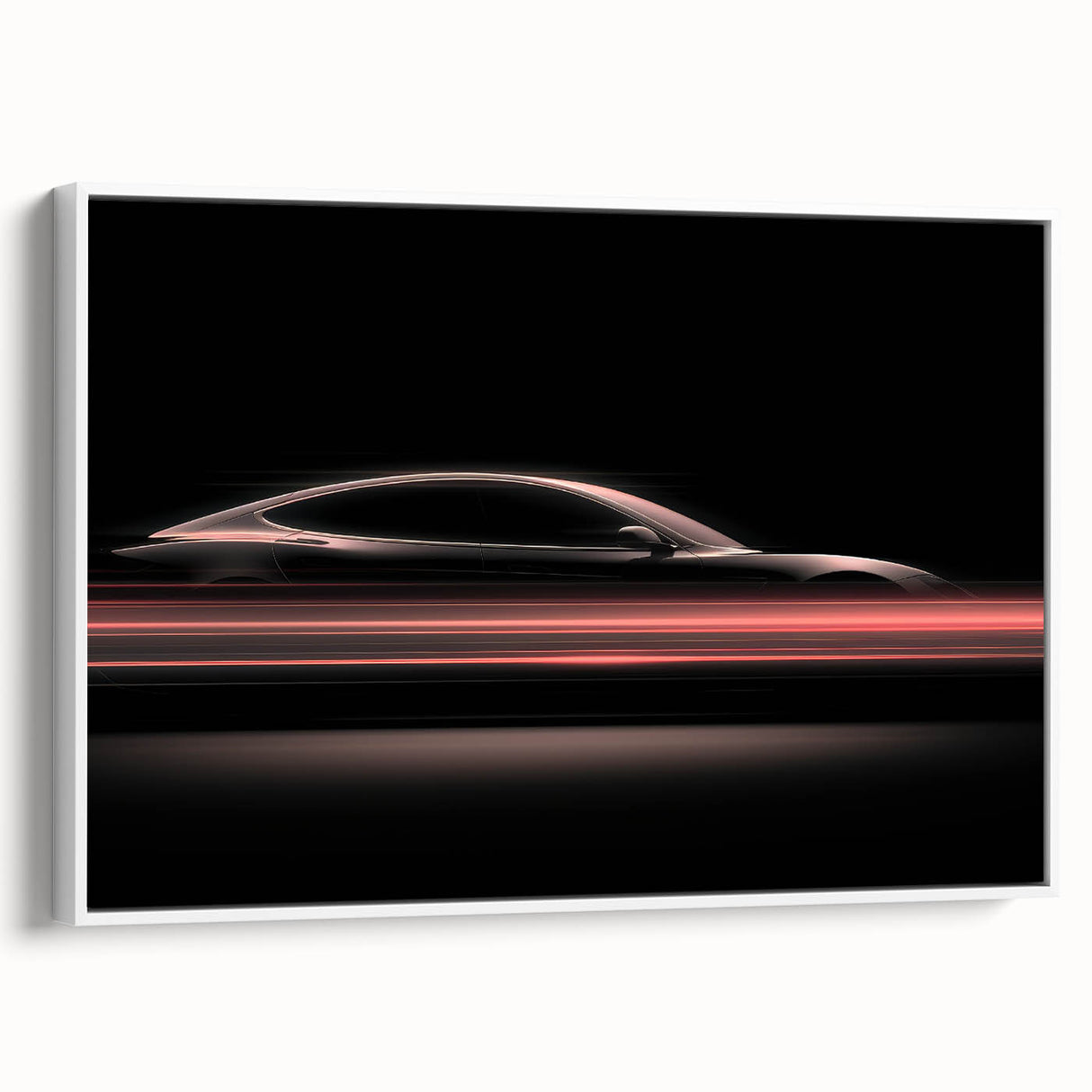 Futuristic Car Silhouette Wall Art – Dynamic Red Motion Photography