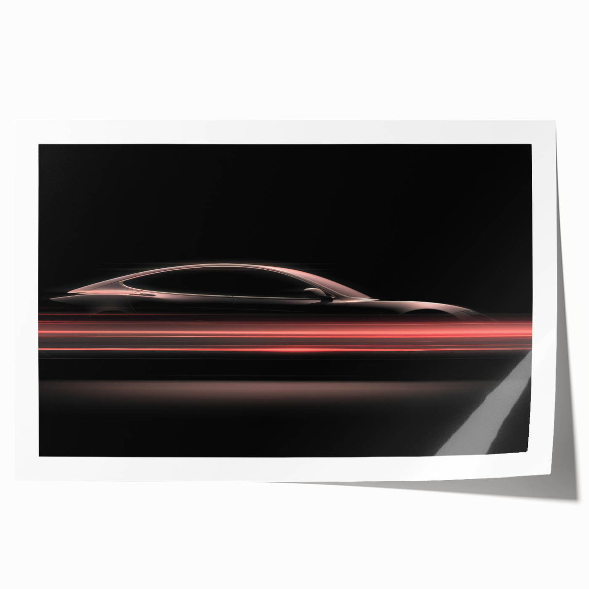 Futuristic Car Silhouette Wall Art – Dynamic Red Motion Photography