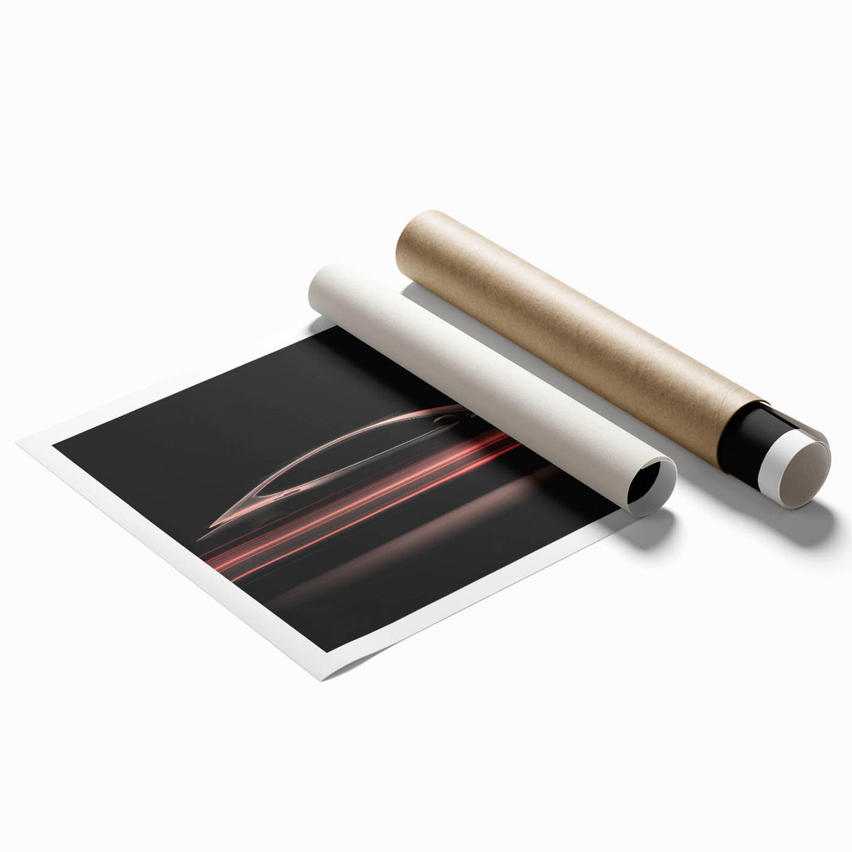 Futuristic Car Silhouette Wall Art – Dynamic Red Motion Photography