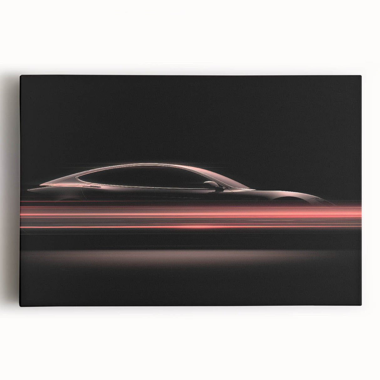 Futuristic Car Silhouette Wall Art – Dynamic Red Motion Photography