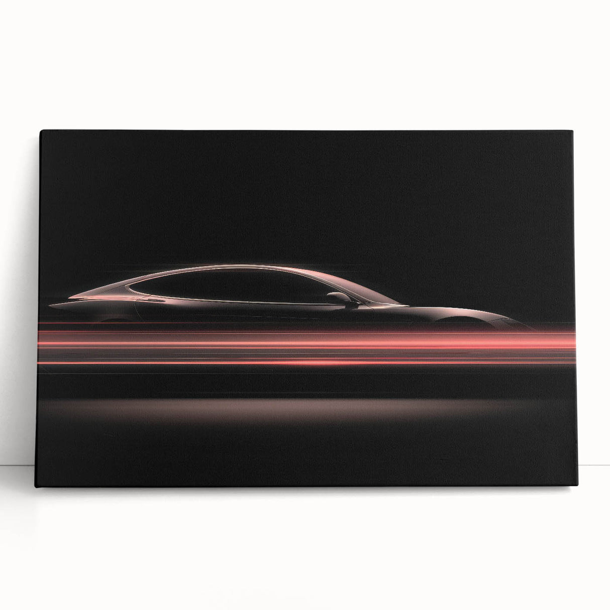Futuristic Car Silhouette Wall Art – Dynamic Red Motion Photography
