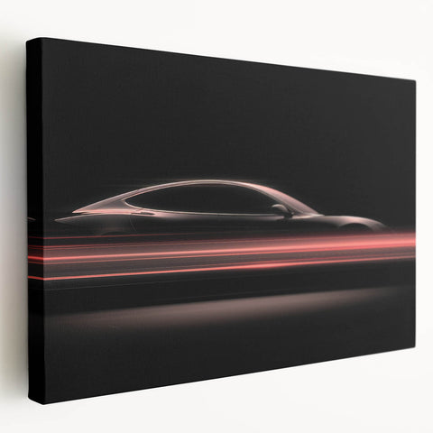 Futuristic Car Silhouette Wall Art – Dynamic Red Motion Photography